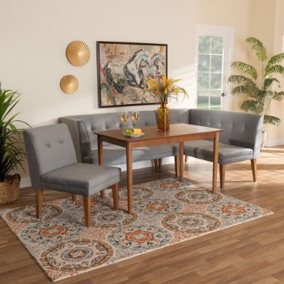 Picture of Baxton Studio Stewart Finished Wood 4-Piece Dining Nook Set, Gray/Walnut Brown