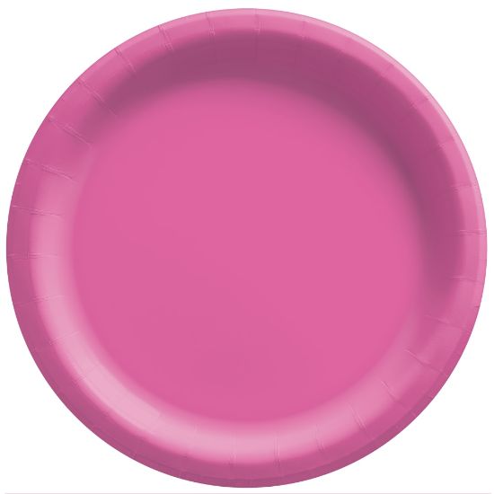 Picture of Amscan Round Paper Plates, 8-1/2in, Bright Pink, Pack Of 150 Plates