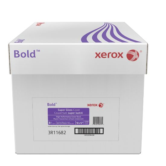 Picture of Xerox Bold Digital Super Gloss Cover Copier Paper, Tabloid Extra Size (18in x 12in), Pack Of 250 Sheets, 92 (U.S.) Brightness, FSC Certified, White, Case Of 5 Reams