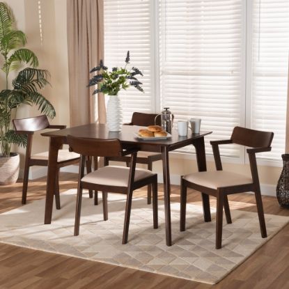 Picture of Baxton Studio Berenice 5-Piece Dining Set, 29-15/16inH x 47-1/4inW x 29-1/2inD, Cream/Dark Brown