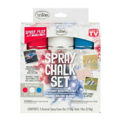 Picture of Testors Patriotic Spray Chalk Set, 6 Oz, Assorted Colors, Set Of 3 Spray Cans, Pack Of 4 Sets