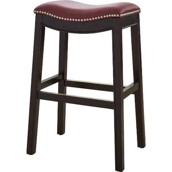 Picture of New Ridge Home Goods Julian Faux Leather Bar Stool, Red/Espresso