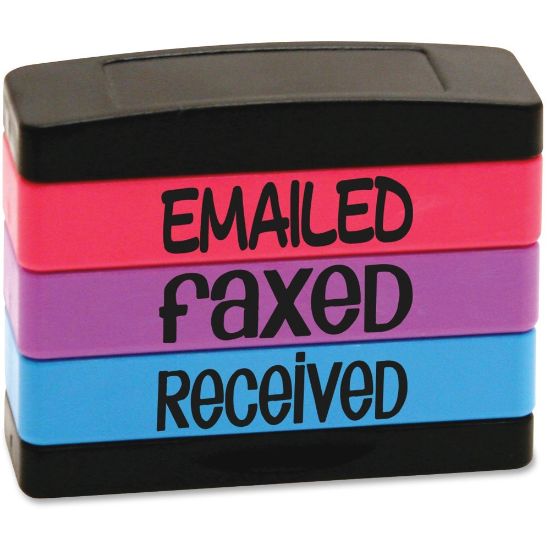 Picture of U.S. Stamp & Sign Emailed Message Stamp Set, "EMAILED, FAXED, RECEIVED", Assorted Colors