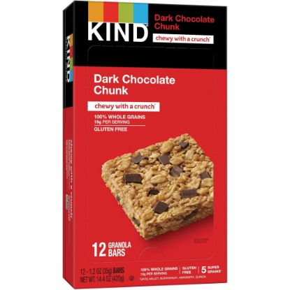 Picture of KIND Healthy Grains Bars - Trans Fat Free, Gluten-free, Low Sodium, Cholesterol-free - Dark Chocolate Chunk - 1.20 oz - 15 / Box