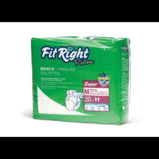 Picture of FitRight Restore Briefs, Medium, White, Bag Of 20