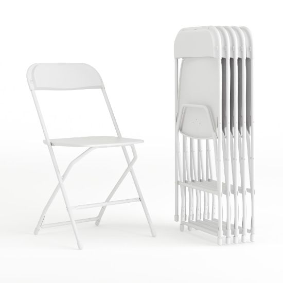 Picture of Flash Furniture Hercules Series Plastic Folding Chairs, White, Set Of 6 Chairs