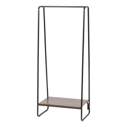 Picture of IRIS Metal Garment Rack With Wood Shelf, 59inH x 25-3/16inW x 15-3/4inD, White/Dark Brown