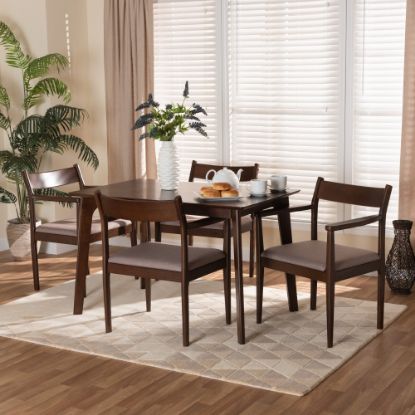 Picture of Baxton Studio Coretta 5-Piece Dining Set, 29-15/16inH x 47-1/4inW x 29-1/2inD, Warm Gray/Dark Brown