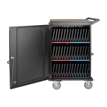 Picture of Tripp Lite 42-Device AC Mobile Charging Cart Storage Station Laptops, Chromebooks, Tablets 120V, NEMA 5-15P, 10 ft. Cord, Black - Cart charge and management - for 42 notebooks - lockable - heavy duty steel - black