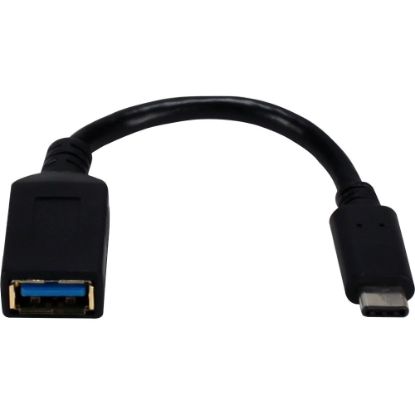 Picture of QVS USB-C Male to USB-A Female SuperSpeed 5Gbps 3Amp Cable - 6in - First End: 1 x USB 3.1 Type C - Male - Second End: 1 x USB 3.1 Type A - Female - 5 Gbit/s - Black