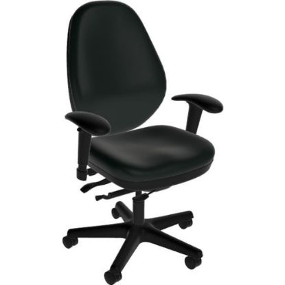 Picture of Sitmatic GoodFit Enhanced Synchron High-Back Chair With Adjustable Arms, Black Polyurethane/Black