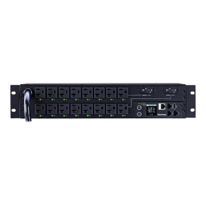 Picture of CyberPower Switched PDU41008 - Power distribution unit (rack-mountable) - AC 200-240 V - 1-phase - Ethernet, serial - input: NEMA L6-30P - output connectors: 16 (4 x IEC 60320 C19, 12 x IEC 60320 C13) - 2U - 12 ft cord