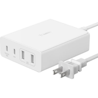 Picture of Belkin 108W 4-Port GaN Charger - 2xUSB-A, 2xUSB-C (108W Total) - 2m/6.6ft Power Cord - White - 108 W - White