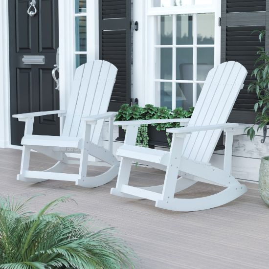 Picture of Flash Furniture Savannah All-Weather Adirondack Rocking Chairs, White, Set Of 2 Chairs