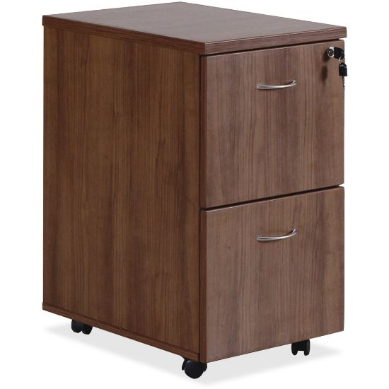 Picture of Lorell Essentials 22inD Vertical 2-Drawer Mobile Pedestal File Cabinet, Walnut