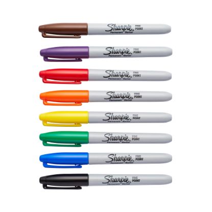 Picture of Sharpie Permanent Fine-Point Markers, Assorted Colors, Pack Of 8 Markers