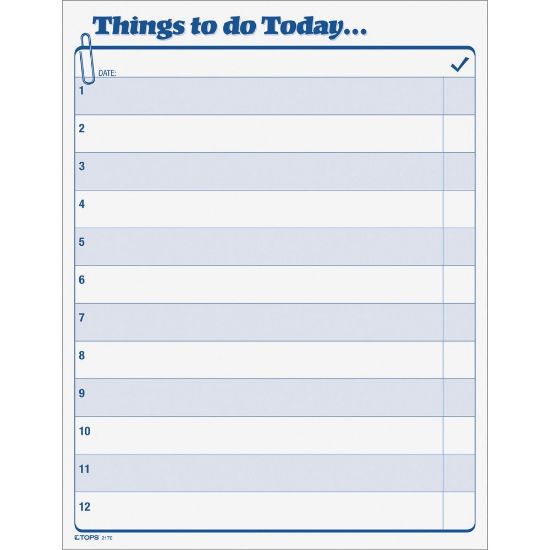 Picture of TOPS Things To Do Today Pad - 100 Sheet(s) - 11in x 8 1/2in Sheet Size - White Sheet(s) - Blue Print Color - 100 / Pad