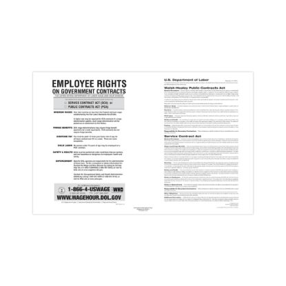 Picture of ComplyRight Federal Contractor Posters, Walsh-Healey Public/Service Contracts, English, 11in x 17in