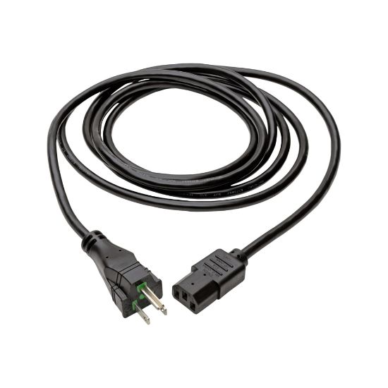 Picture of Eaton Tripp Lite Series Hospital-Grade Power Cord, NEMA 5-15P to C13 - Green Dot, 10A, 125V, 18 AWG, 10 ft. (3.05 m), Black - Power cable - power IEC 60320 C13 to NEMA 5-15P (M) - AC 110 V - 10 A - 10 ft - molded - black