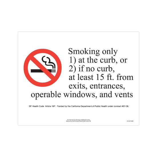 Picture of ComplyRight City & County Specialty Posters, No Smoking At Building Entrance, English, San Francisco, 8 1/2in x 11in