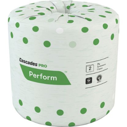 Picture of Cascades PRO Perform Standard Toilet Paper - 2 Ply - 4in x 3.50in - 336 Sheets/Roll - White - 48 / Carton