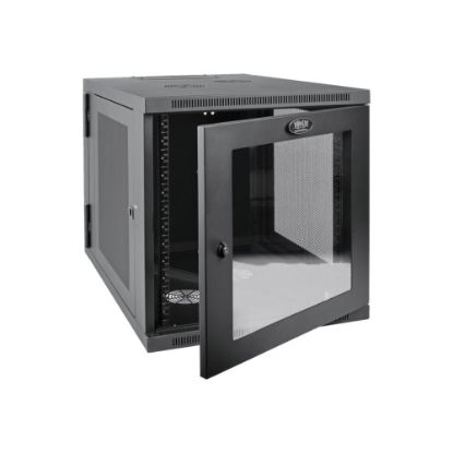 Picture of Tripp Lite 12U Wall Mount Rack Enclosure Hinged 33in Depth w Acrylic Window - For LAN Switch, Patch Panel, Server, PDU - 12U Rack Height x 19in Rack Width x 25.99in Rack Depth - Wall Mountable - Black Powder Coat