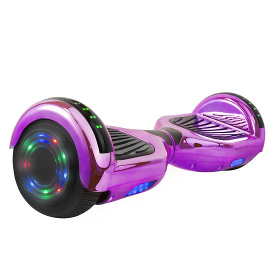 Picture of AOB Hoverboard With Bluetooth Speakers, 7inH x 27inW x 7-5/16inD, Purple/Chrome