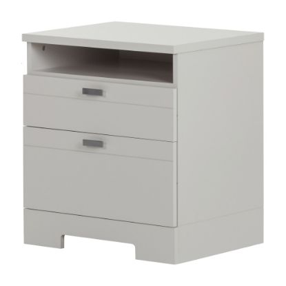 Picture of South Shore Reevo Nightstand With Cord Catcher, 22-1/2inH x 22-1/4inW x 17inD, Soft Gray