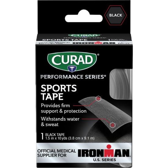 Picture of CURAD IRONMAN Performance Series Sports Tape, 1-1/2in x 10 Yd, Black, Case Of 24 Boxes