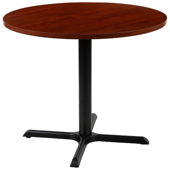 Picture of Flash Furniture Round Multipurpose Conference Table, 30inH x 35-1/2inW x 35-1/2inD, Cherry/Black