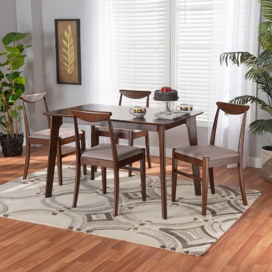 Picture of Baxton Studio Delphina 5-Piece Dining Set, 29-15/16inH x 47-1/4inW x 29-1/2inD, Warm Gray/Dark Brown