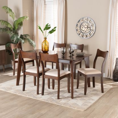 Picture of Baxton Studio Adreana 7-Piece Dining Set, Cream/Dark Brown