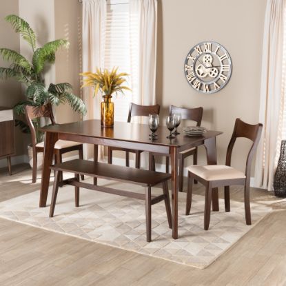 Picture of Baxton Studio Adreana Finished Wood 6-Piece Dining Set, Cream/Dark Brown