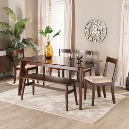 Picture of Baxton Studio Carola 6-Piece Dining Set, 29-15/16inH x 59-1/8inW x 35-7/16inD, Cream/Dark Brown