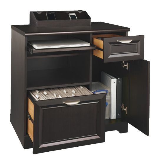 Picture of Realspace Magellan 30inH x 29-7/16inW x 21inD Tech Station Printer Stand, Espresso