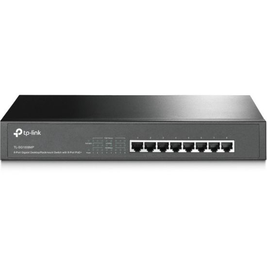 Picture of TP-Link 8-Port Gigabit Desktop/Rackmount Switch with 8-Port PoE+ - 8 Ports - Gigabit Ethernet - 1000Base-T - 2 Layer Supported - Power Supply - 9.89 W Power Consumption - 126 W PoE Budget - Twisted Pair - PoE Ports