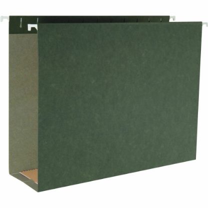 Picture of Business Source 1/5 Tab Cut Letter Hanging Folders - 8 1/2in x 11in - 3in Expansion - Standard Green - 25 / Box