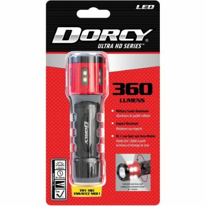 Picture of Dorcy Ultra HD Series Twist Flashlight - 360 lm Lumen - 3 x AAA - Battery - Impact Resistant - Black, Red - 1 Each