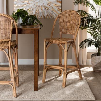 Picture of bali & pari Neola Rattan Bar Stool, Natural Brown