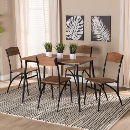 Picture of Baxton Studio Neona Finished Wood And Metal 5-Piece Dining Set, Walnut Brown/Black