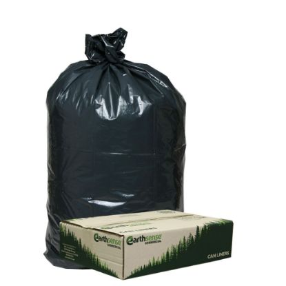 Picture of Webster EarthSense 75% Recycled Star bottom Commercial Can Liners, 33 Gallons, 0.90 Mil Thick, 32 1/2in x 40in, Black, Box Of 80