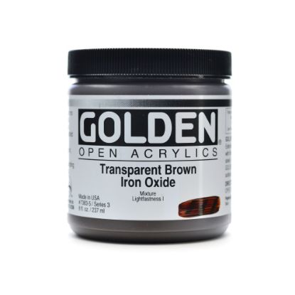 Picture of Golden OPEN Acrylic Paint, 8 Oz Jar, Transparent Brown Iron Oxide