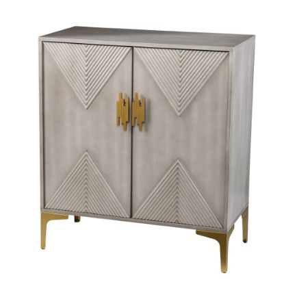 Picture of SEI Furniture Lantara 32inW Modern Storage Cabinet, Graywashed/Gold