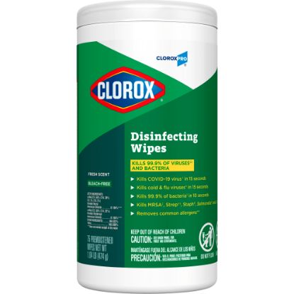 Picture of Clorox Disinfecting Wipes, 7in x 8in, Fresh Scent, Pack Of 75 Wipes