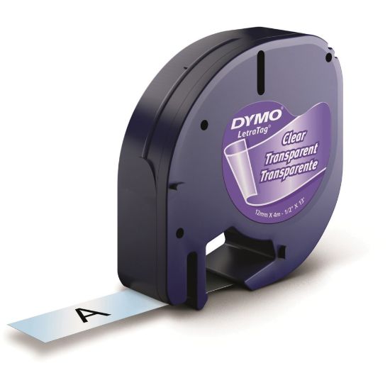 Picture of DYMO LetraTag Labelmaker Plastic Labels, 1/2inW x 13L , Clear, Pack Of 6