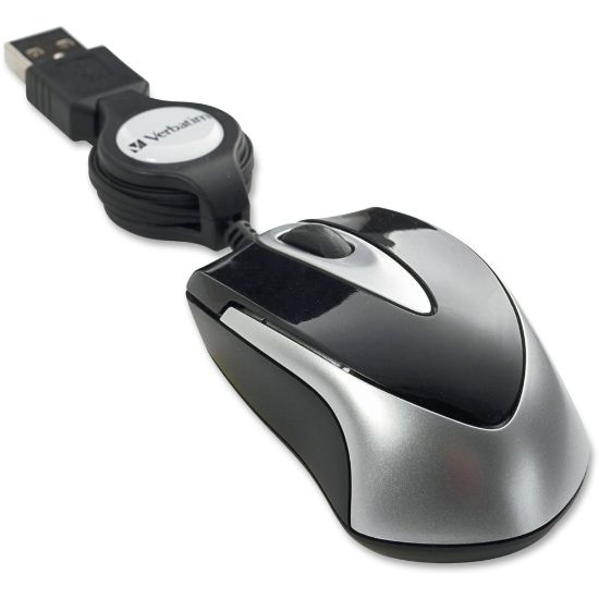 Picture of Verbatim Travel Optical Mouse, Mini, Black/Silver