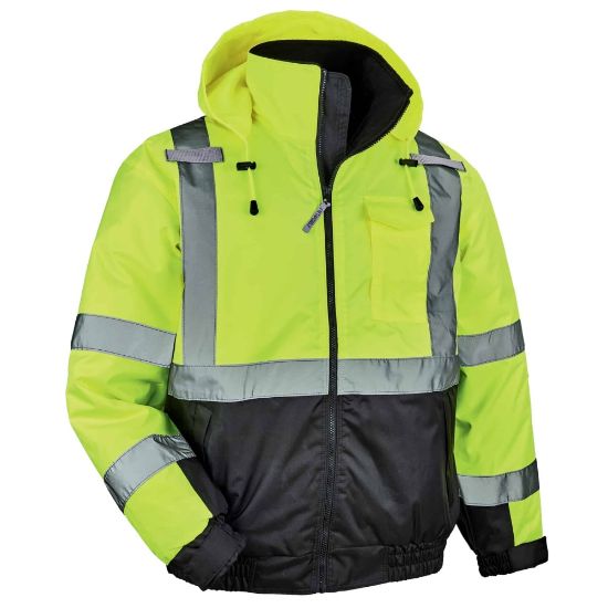 Picture of Ergodyne GloWear 8377 Type-R Class 3 Quilted Bomber Jacket, X-Large, Lime