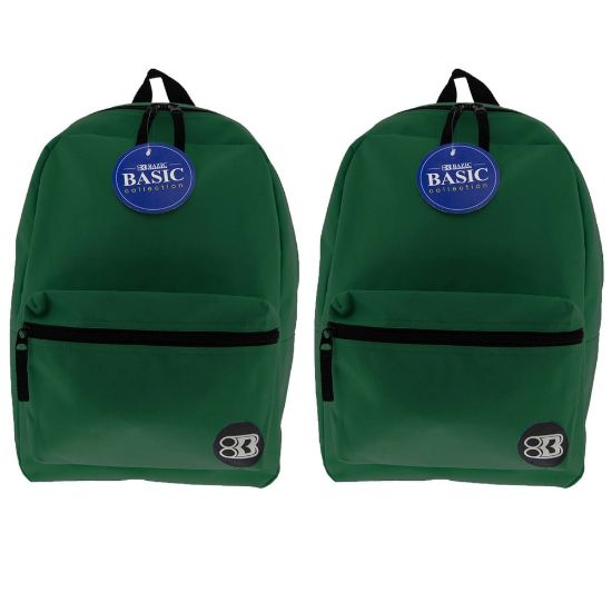 Picture of BAZIC Products 16in Basic Backpacks, Green, Pack Of 2 Backpacks