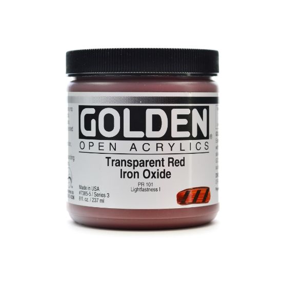 Picture of Golden OPEN Acrylic Paint, 8 Oz Jar, Transparent Red Iron Oxide