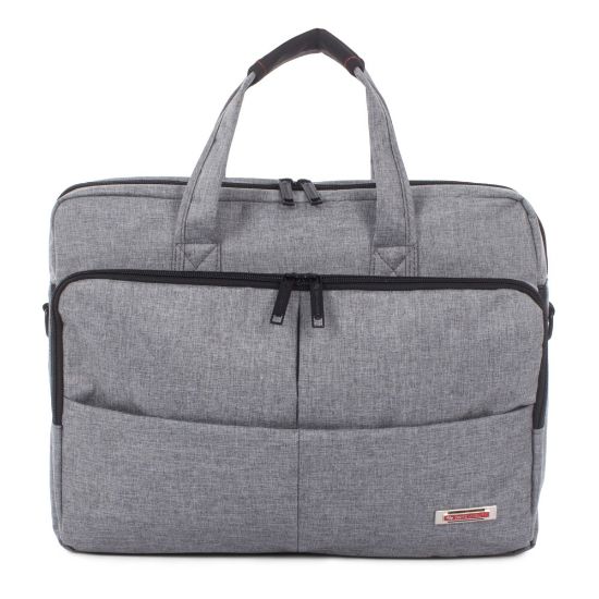 Picture of Swiss Mobility Sterling Slim Executive Briefcase With 15.6in Laptop Pocket, 11-3/4inH x 3-1/2inW x 15-1/4inD, Gray